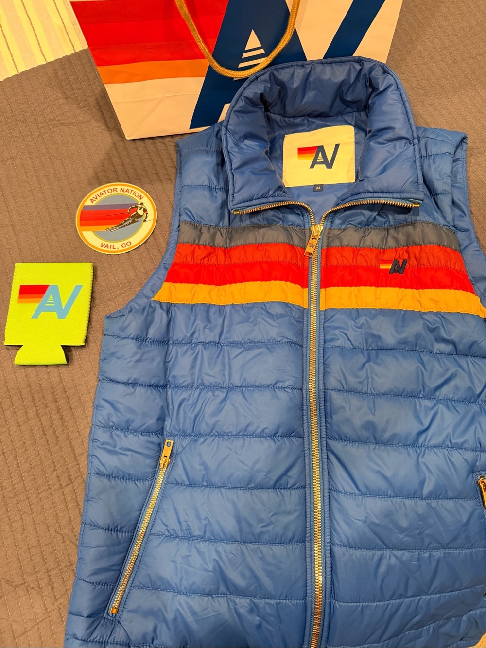 Aviator Nation Five Stripe Puffer Vest